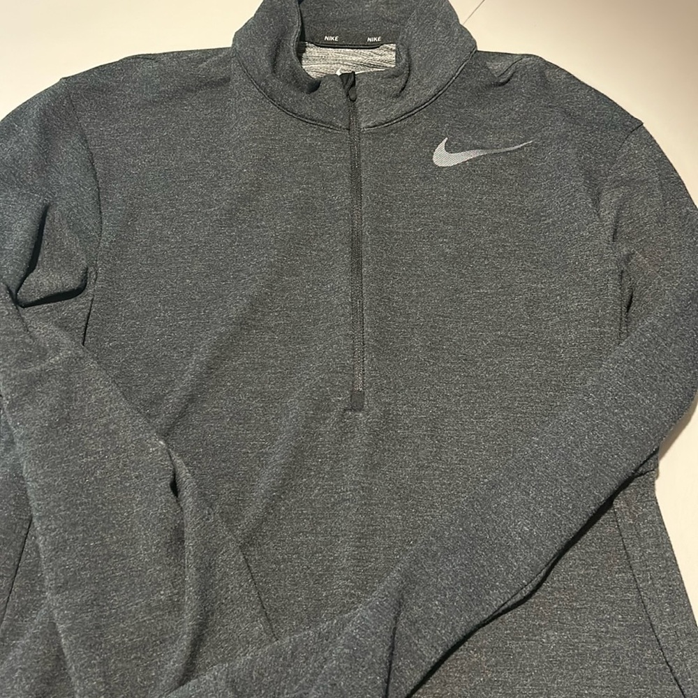 Nike- Dri Fit 1/4 Zip Dark Gray Pull Over- Long Sleeve Size Small Golf